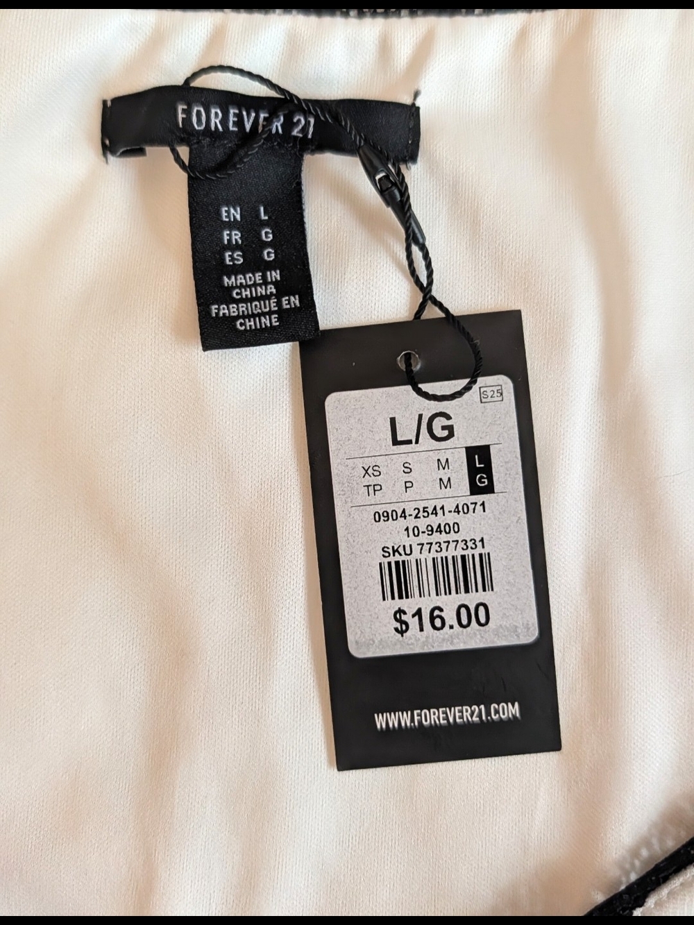 Forever 21 White Tank Top with Black Lace Trim - Picture 2 of 2